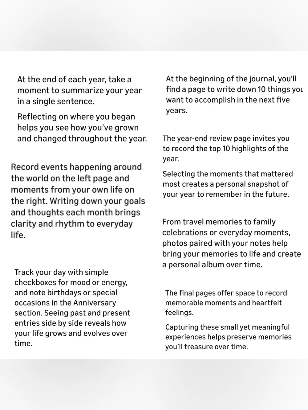 MARK'STYLE 3 Year Undated Mindful Diary - Goal Tracker, Memory & Photo Pages